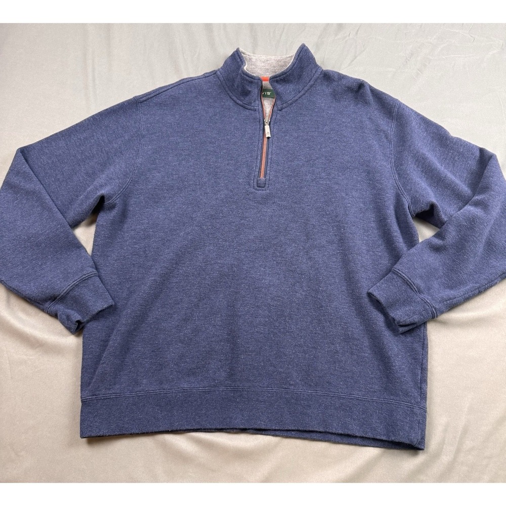 Orvis 1/4 Zip Pullover Sweater Pima Cotton Mens Large Navy Casual Comfy Outdoor